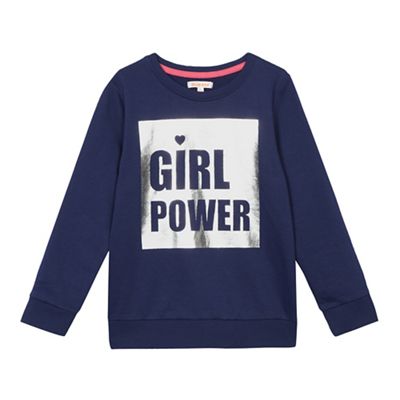 bluezoo Girls' navy 'Girl Power' sweatshirt